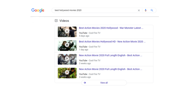 Google search video carousels